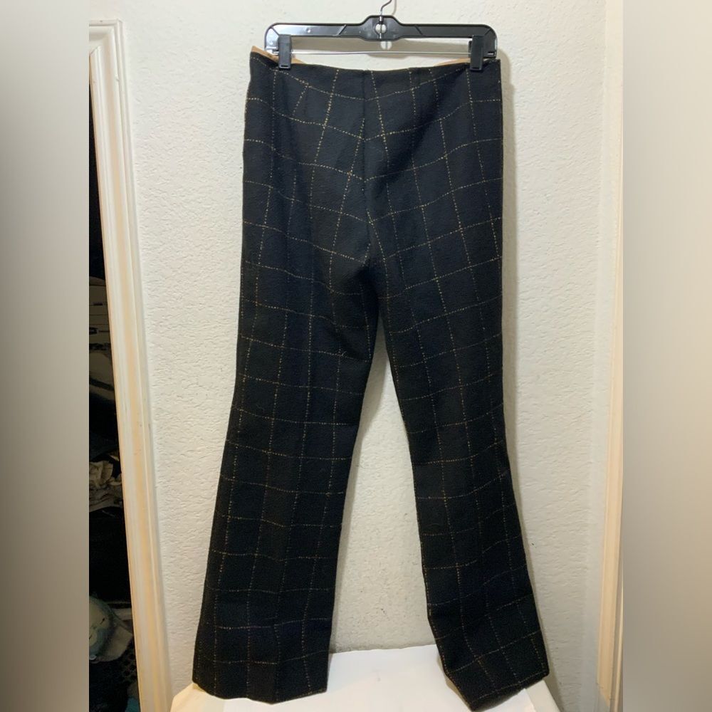 Trina TURK wool blend plaid black tan  trousers size 8
